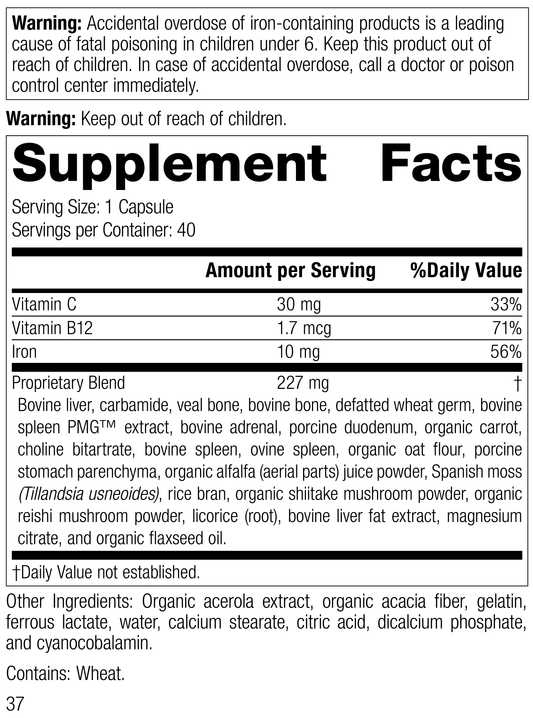 Ferrofood®, 40 Capsules, Rev 37 Supplement Facts