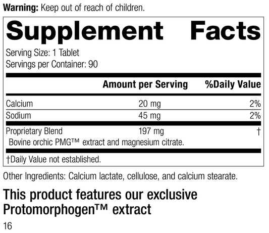 Orchic PMG®, 90 Tablets, Rev 15 Supplement Facts