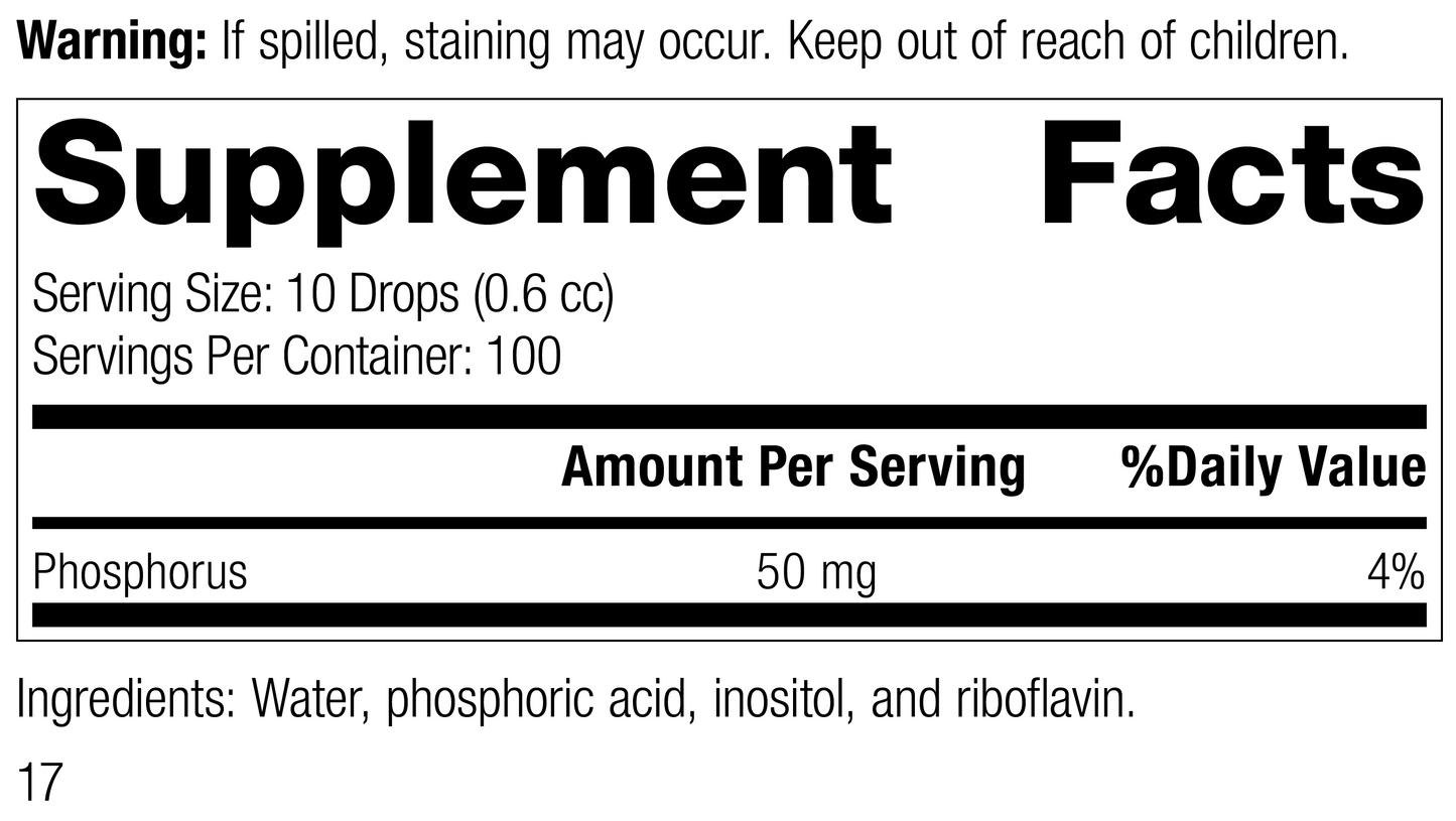 Phosfood® Liquid, Rev 17 Supplement Facts