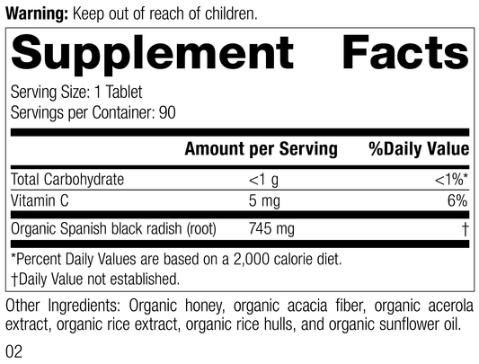 Spanish Black Radish,90 Tablets, Rev 01 Supplement Label