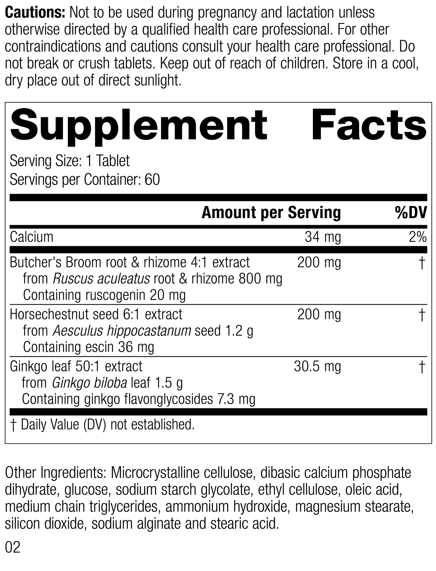 Vascular Care Complex, Rev 02 Supplement Facts