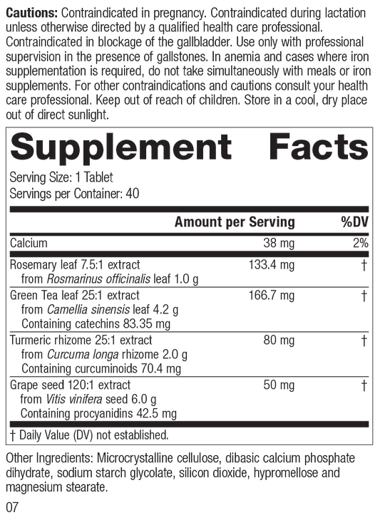 Vitanox®, 40 Tablets, Rev 06 Supplement Facts