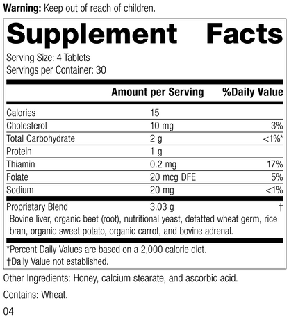 Cataplex® B-Core 120 Tablets Rev 04 Supplement Facts