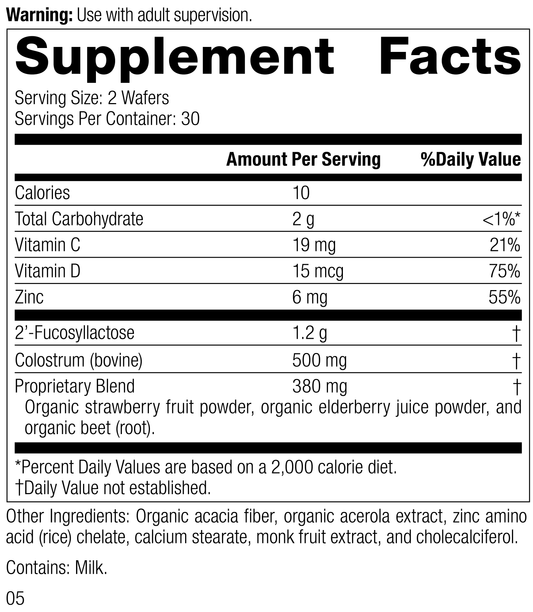 SP Children's Immune, 60 Wafers, Rev 05 Supplement Facts Image