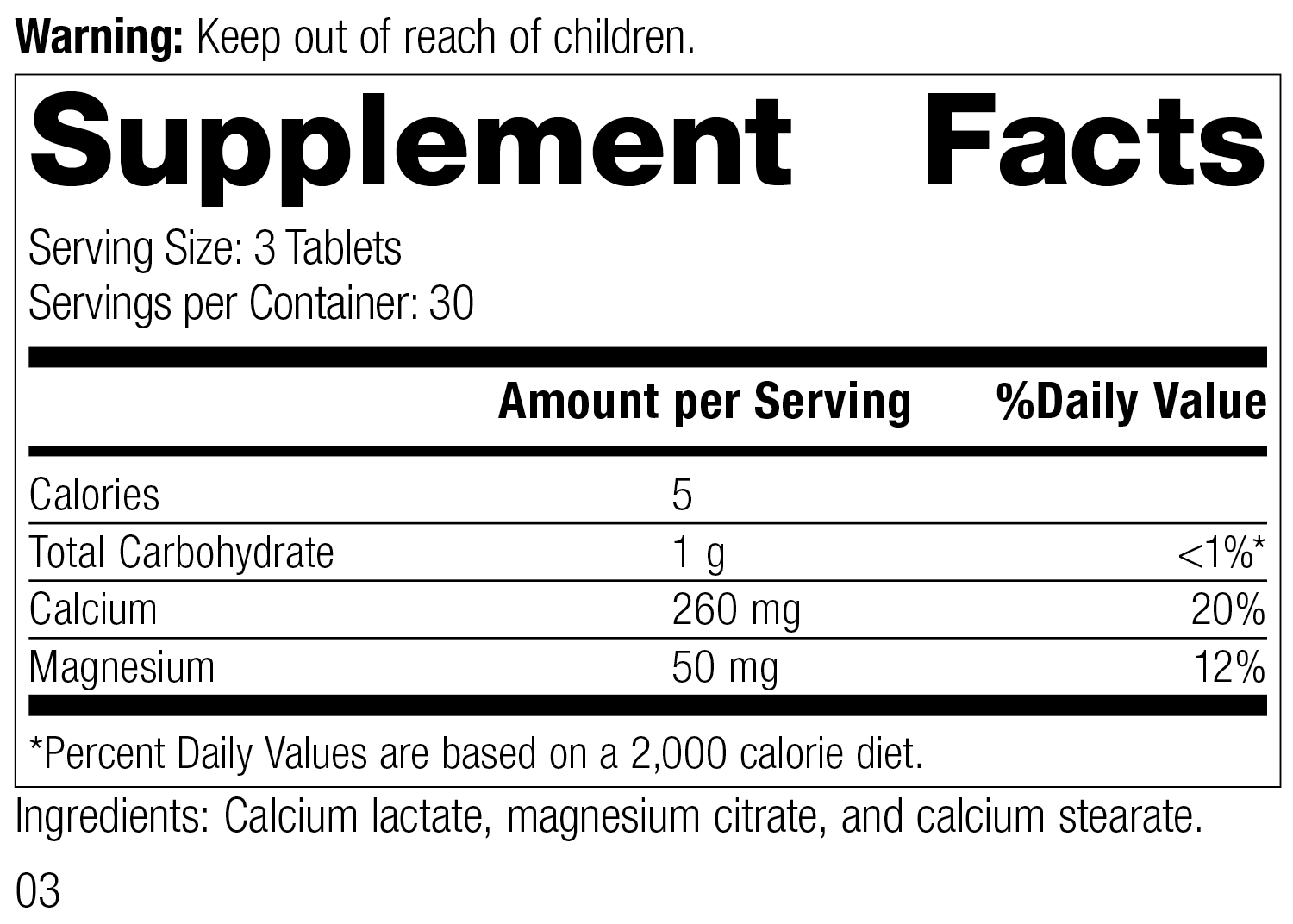Rev 03 Supplement Facts