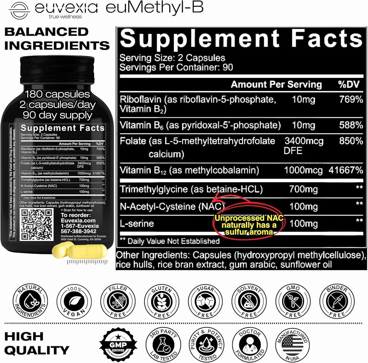 euMethyl-B, 180 Capsules