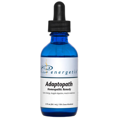 Blue bottle of Energetix Adaptopath homeopathic remedy on a white background