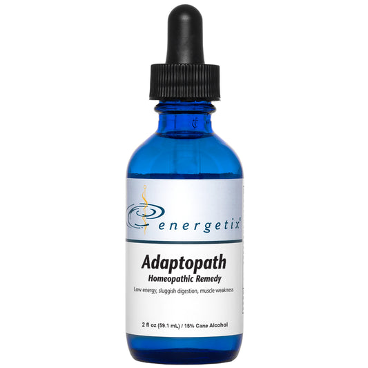Blue bottle of Energetix Adaptopath homeopathic remedy on a white background