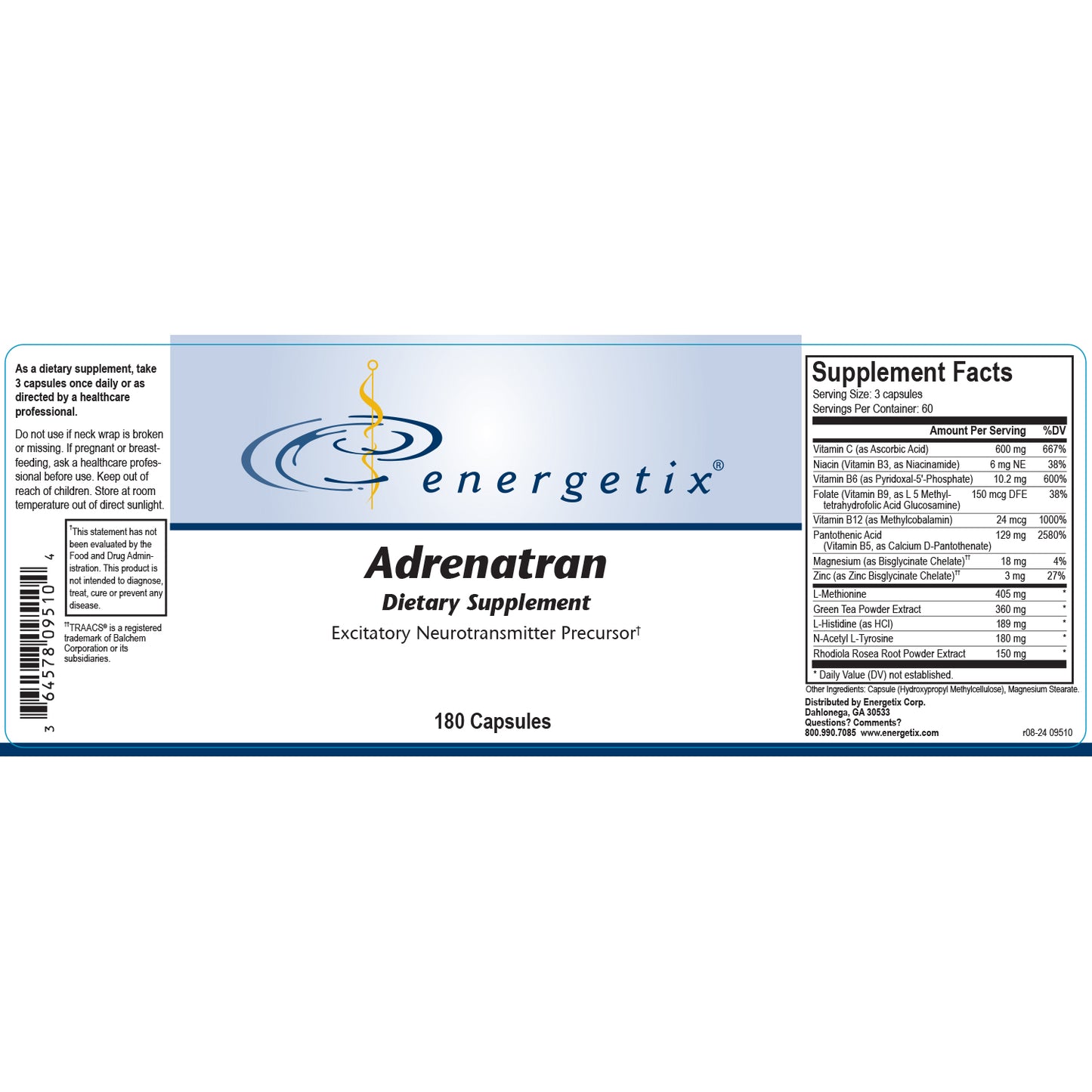 Adrenatran, 180 Capsules