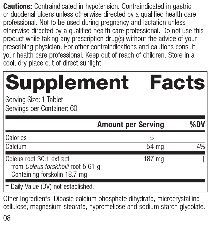 Coleus Forte, 60 Tablets, Rev 07 Supplement Facts