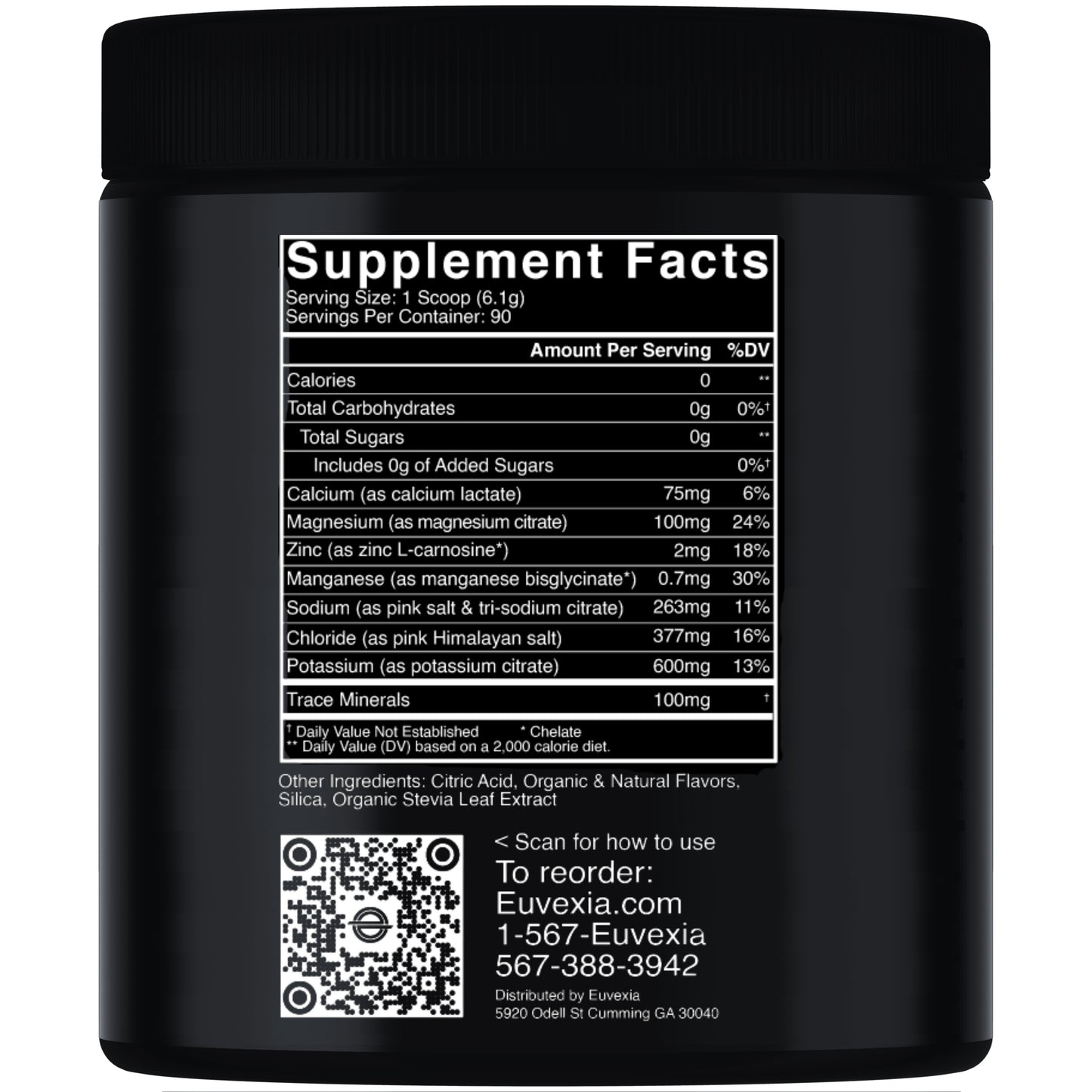 euLyte electrolytes Euvexia brand by Dr Ekberg best electrolytes with the most complete ingredients for instant hydration supplement facts