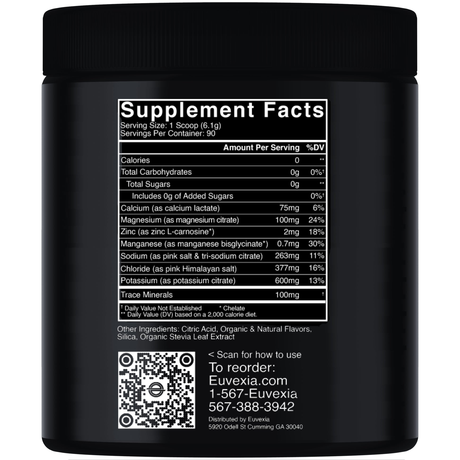 euLyte electrolytes Euvexia brand by Dr Ekberg best electrolytes with the most complete ingredients for instant hydration supplement facts