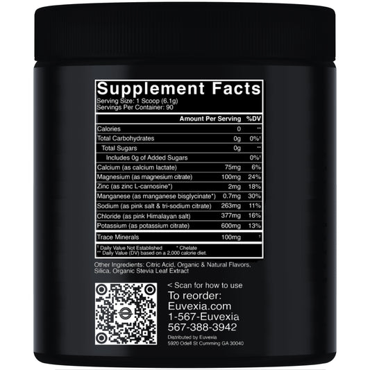 euLyte electrolytes Euvexia brand by Dr Ekberg best electrolytes with the most complete ingredients for instant hydration supplement facts